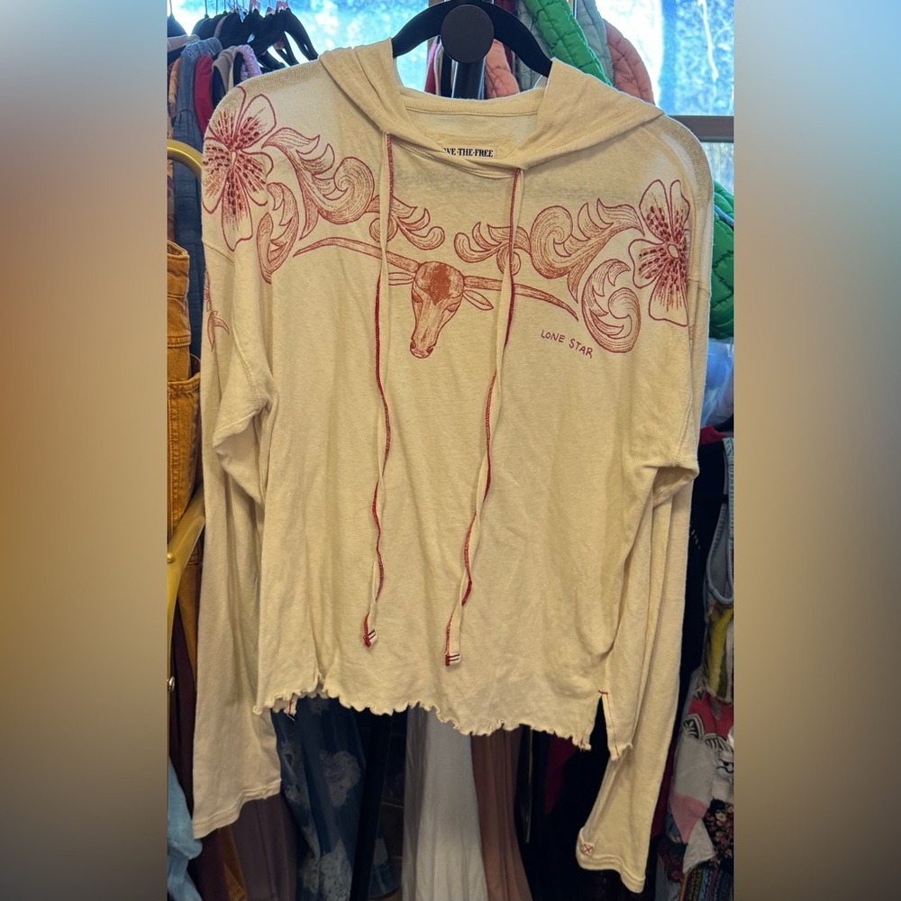 NWOT Free People We The Free Lone Star Hoodie - sand shell combo - medium - Picture 7 of 9
